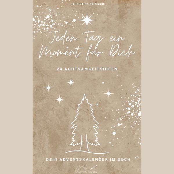 Cover Adventskalender Buch, Tanne im Schnee