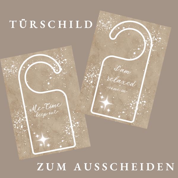 Buchseite mit zwei Türschildern zum Ausschneiden