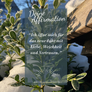 Schnee auf Zweigen. Die Affirmation im Sunday Rest Reminder "Ich beginne das Jahr in Stille"